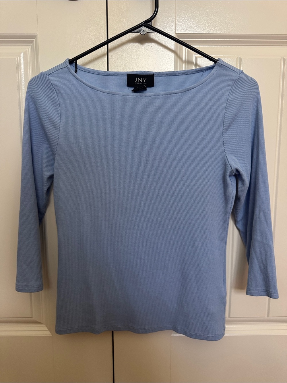 Jones New York Light Blue Boatneck 3/4 Sleeve Top